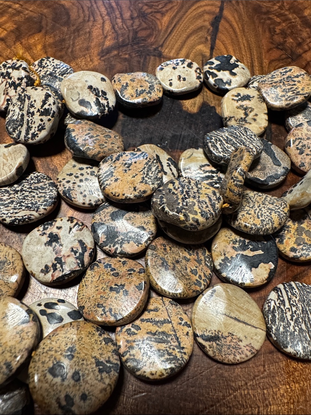 Polished Dalmatian Jasper stone beads